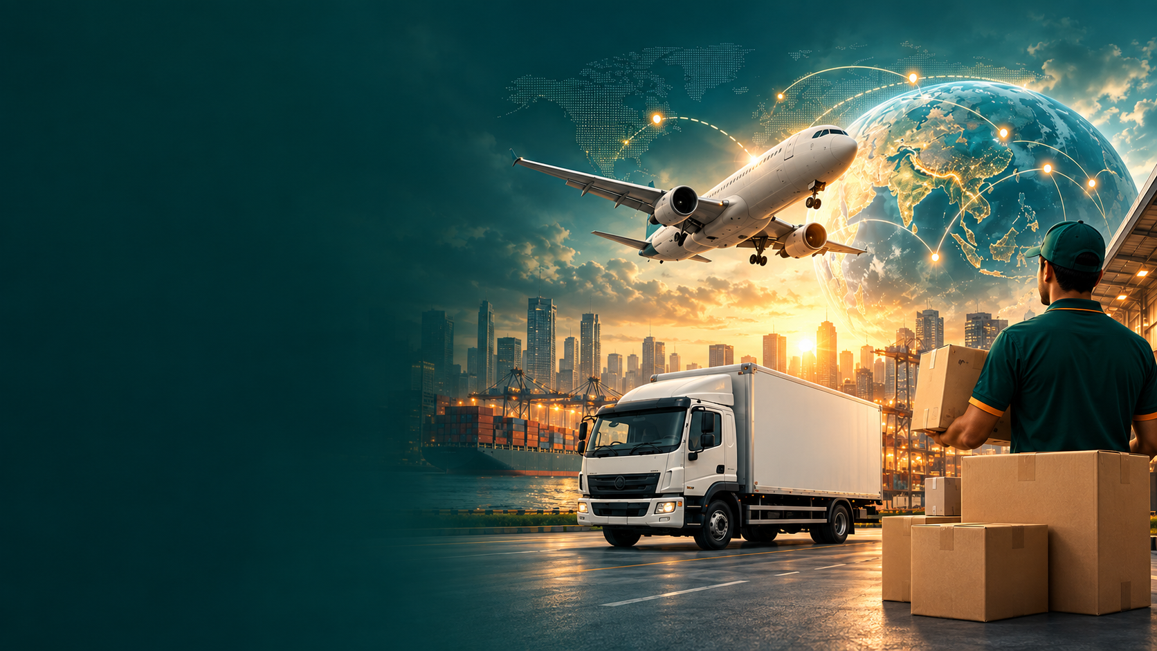 International courier delivery by air and road